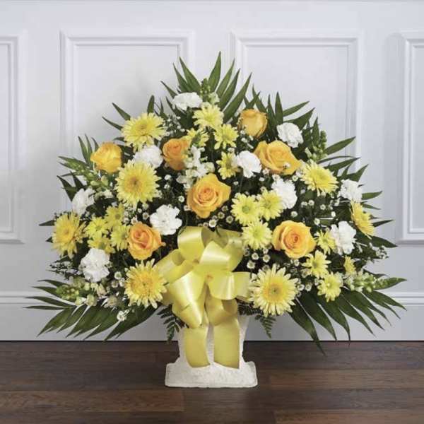 White and Yellow Pedestal Arrangement