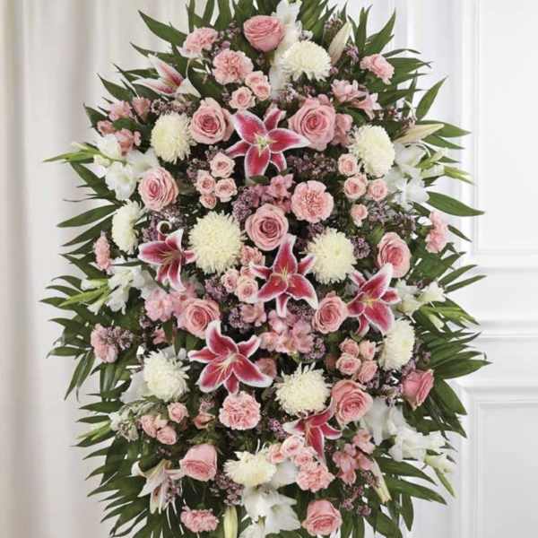 White & Pink with Stargazer Lilies Standing Spray