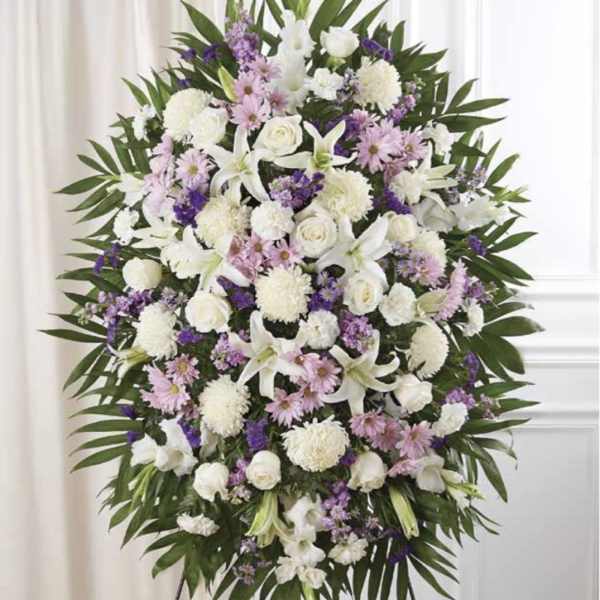 White with Lavender Standing Spray