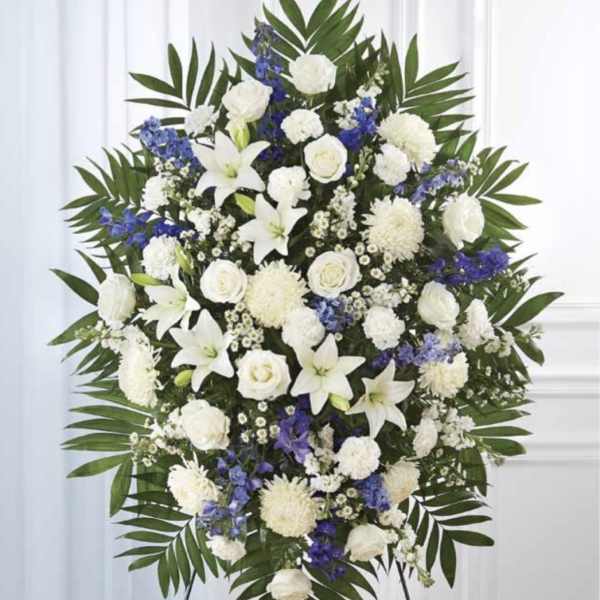 White with Blue Standing Spray