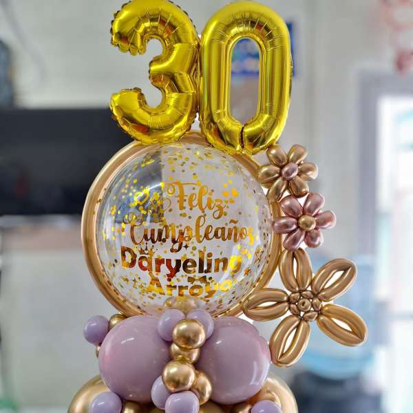 birthday en oro con morado
