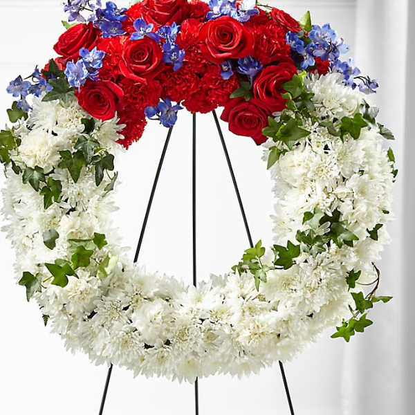 Red white and blue wreath