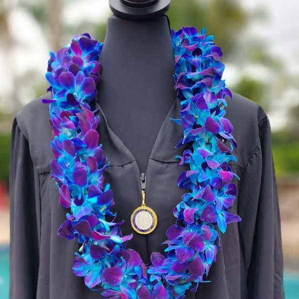 Blue Double Orchid Lei - Graduation