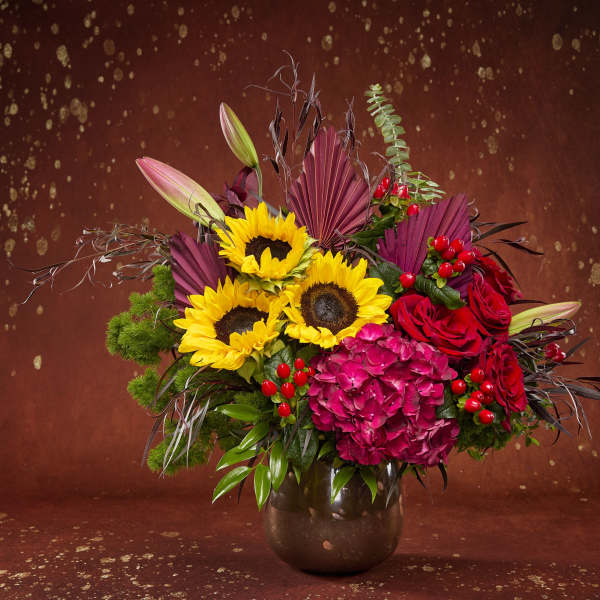 Crimson Love & Sunflowers