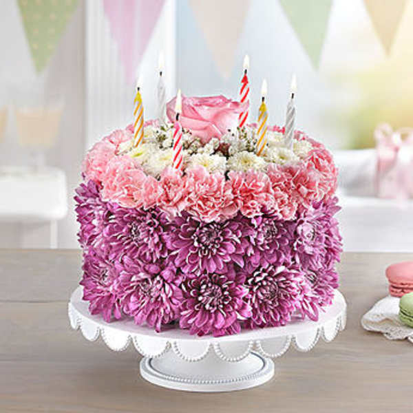 Birthday Wishes Flower Cake Pastel
