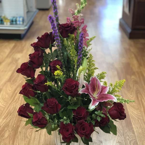 Red roses stairway