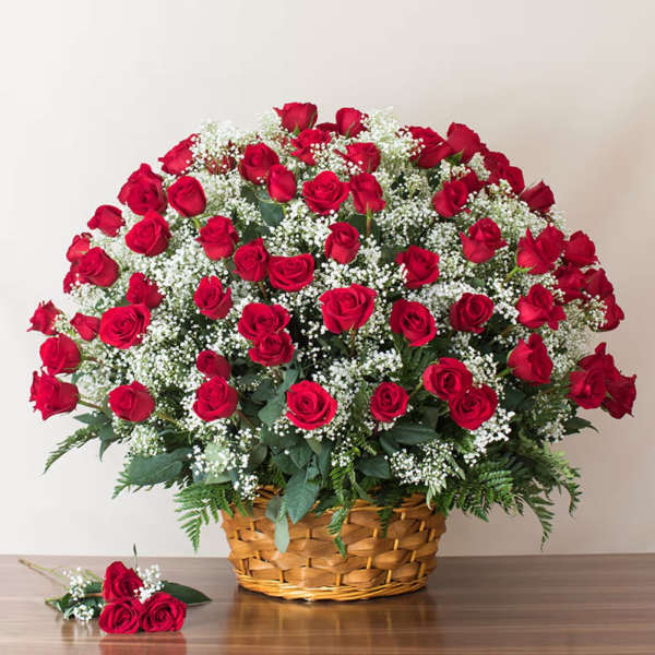 Luxury Red Rose Basket (6 Dozen Long Stem Roses)