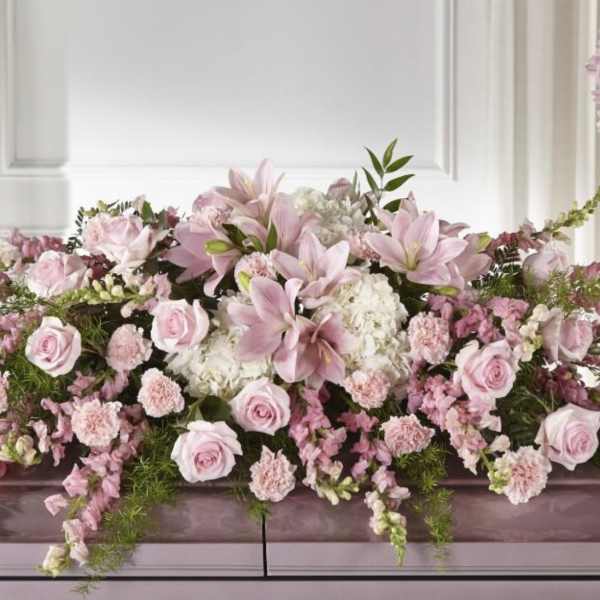 Pink casket spray