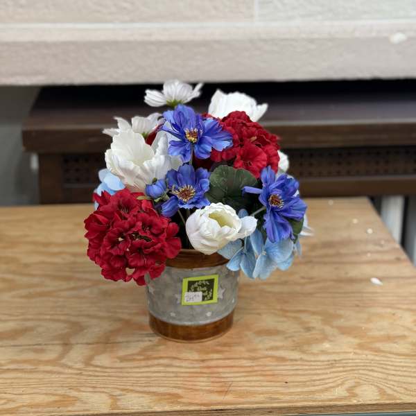 Artificial Red, White, and Blue Bouquet