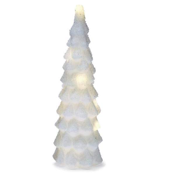 Tall white cone-shaped decorative tree with layered translucent petals