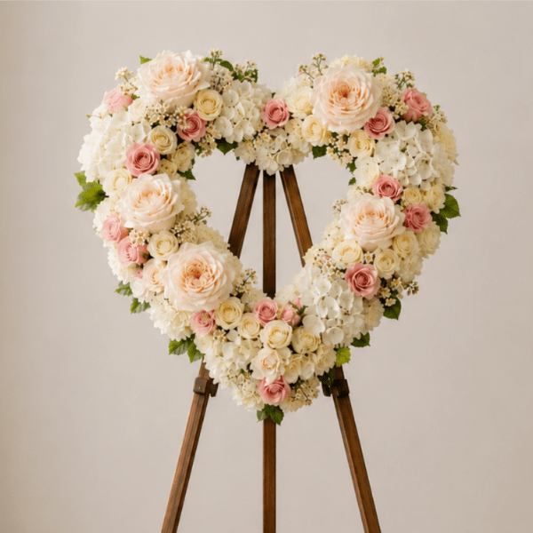 Graceful Tribute Heart Wreath – Elegant Sympathy Flowers Delivery