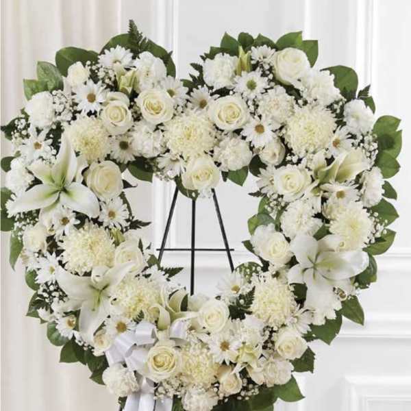 White with Lilies Open Heart