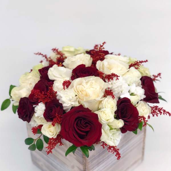 Large Wood box arrangement Red & White