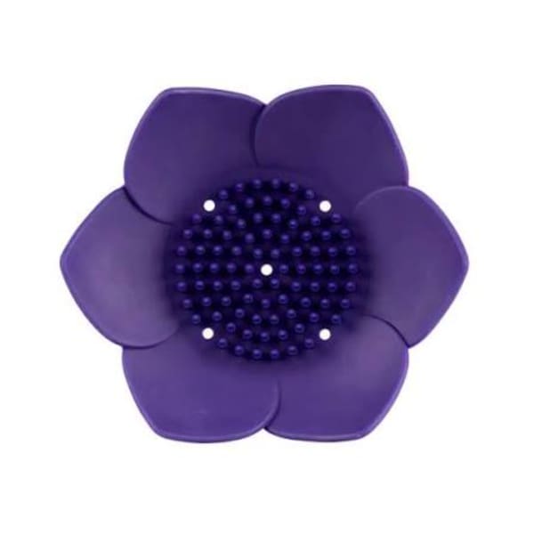 Purple flower-shaped decorative clip with beaded center