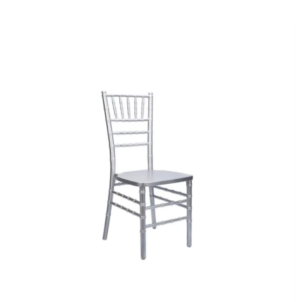 Silver chiavari chair on a white background