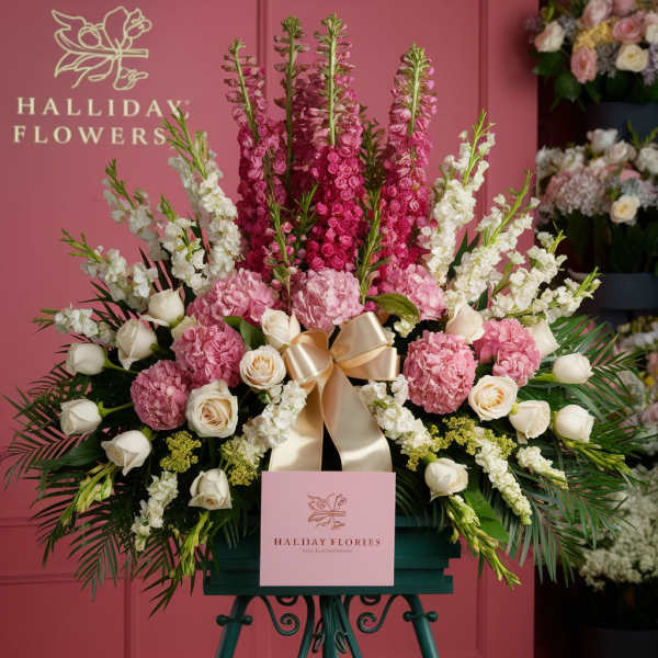 Hot Pink and White Sympathy Basket