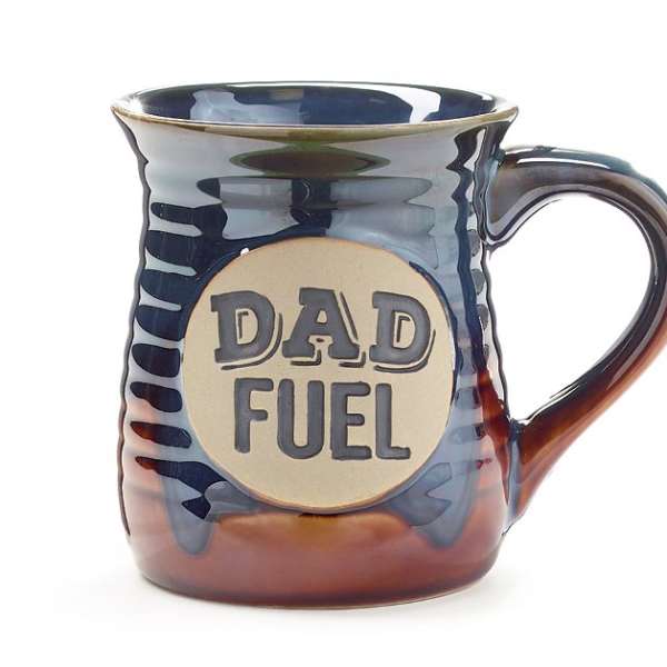 Ceramic mug with "DAD FUEL" text