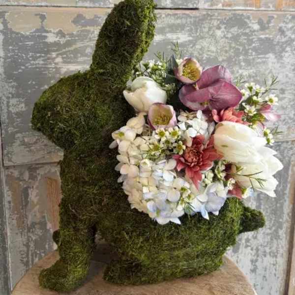 Moss Bunny With Spring Blooms