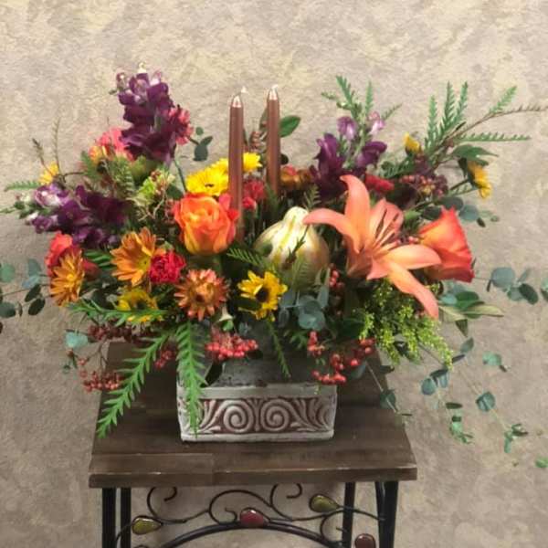 Thanksgiving Ceramic Candlestick Centerpiece