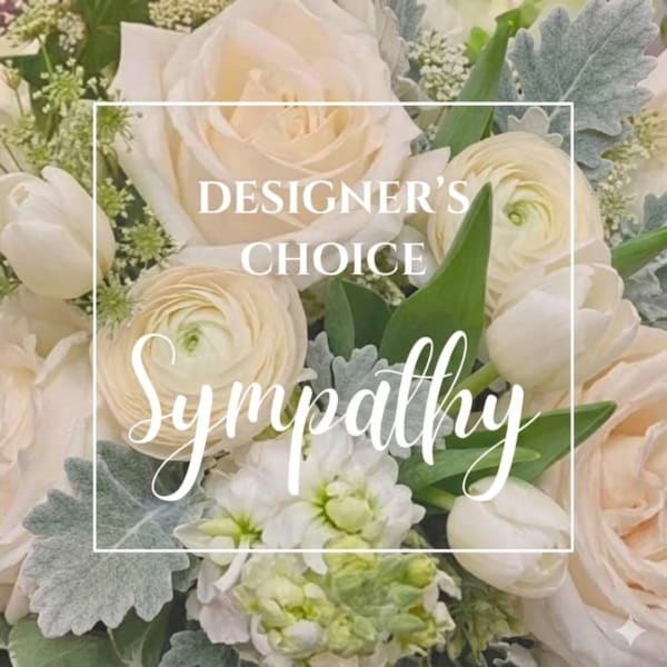 Cream-colored bouquet with roses, ranunculus, and white blooms