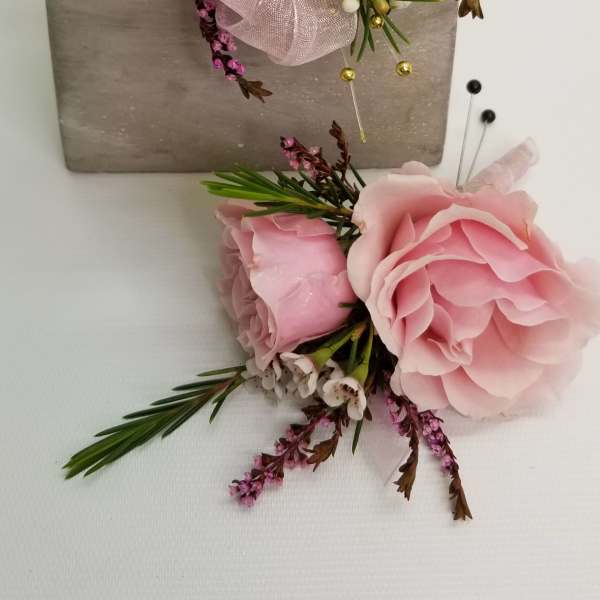 Pink Corsage and Bout Set