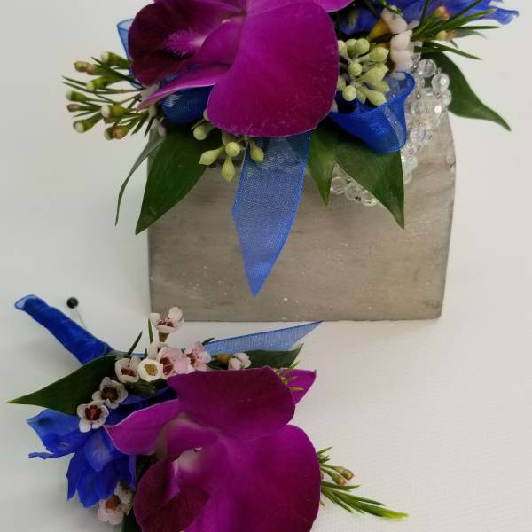 Fuschia Orchid Corsage and Bout Set