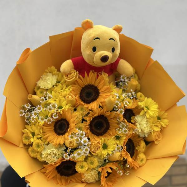 Oh Sunny Day Yellow Rose and Sunflower Arrangement