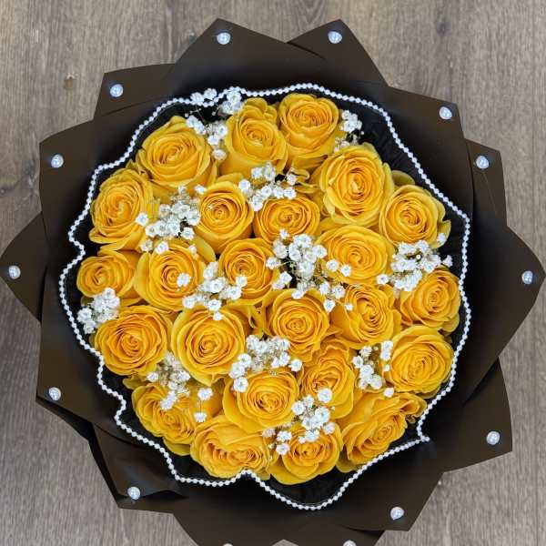 Yellow roses with Baby's Breath Bouquet