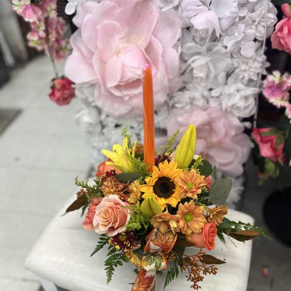 Thanksgiving single candle centerpiece