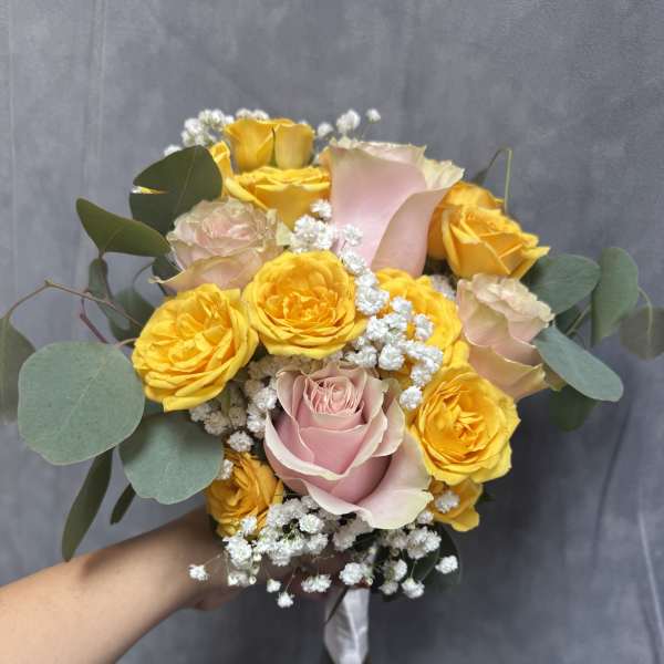 Golden blush prom bouquet