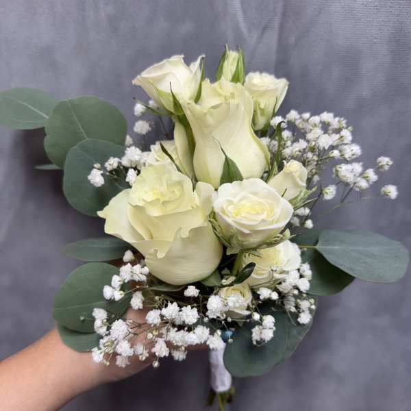 White rose prom bouquet
