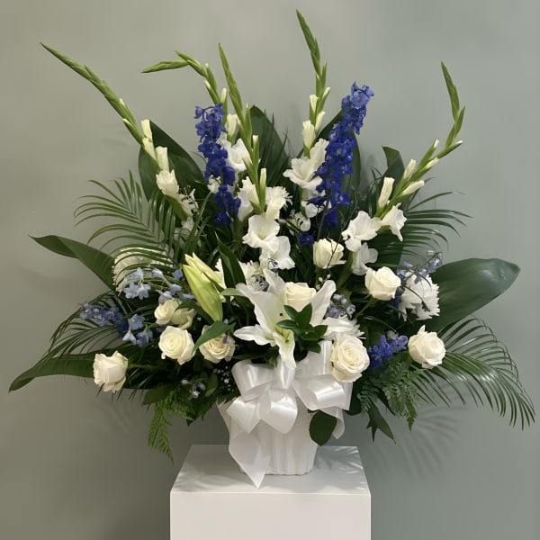 Heavenly Blue & White Tribute Basket