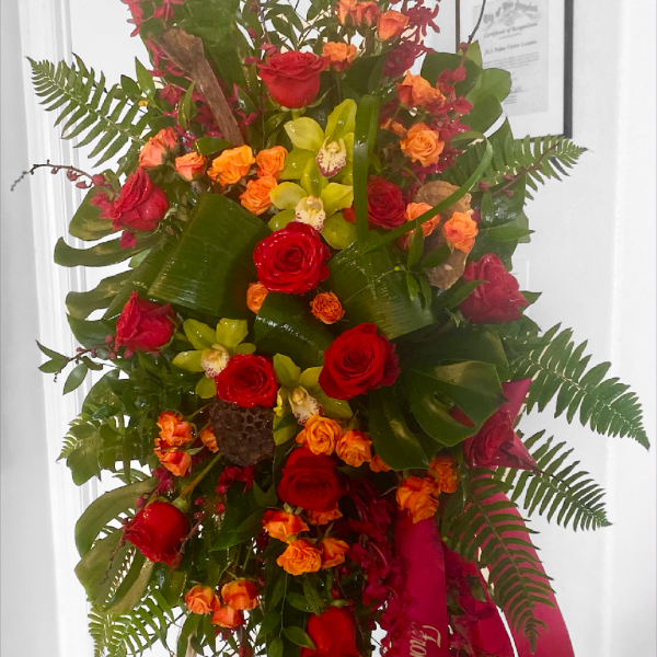Rose & Orchid Sympathy Standing Spray