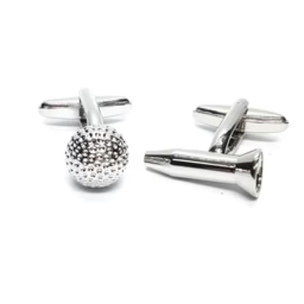 Silver metal cufflinks with a textured round face