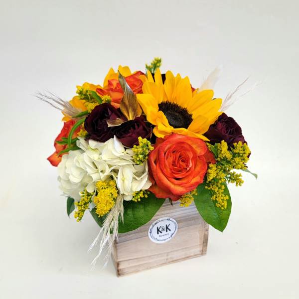 Small wood box fall colors