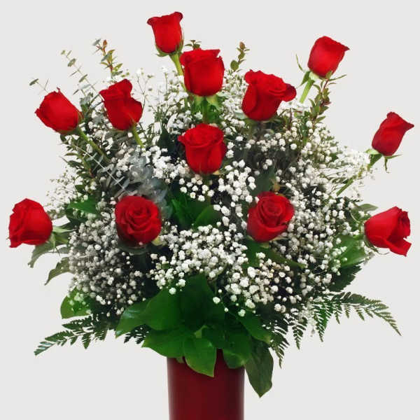 Classic Red Rose Vase for Mom