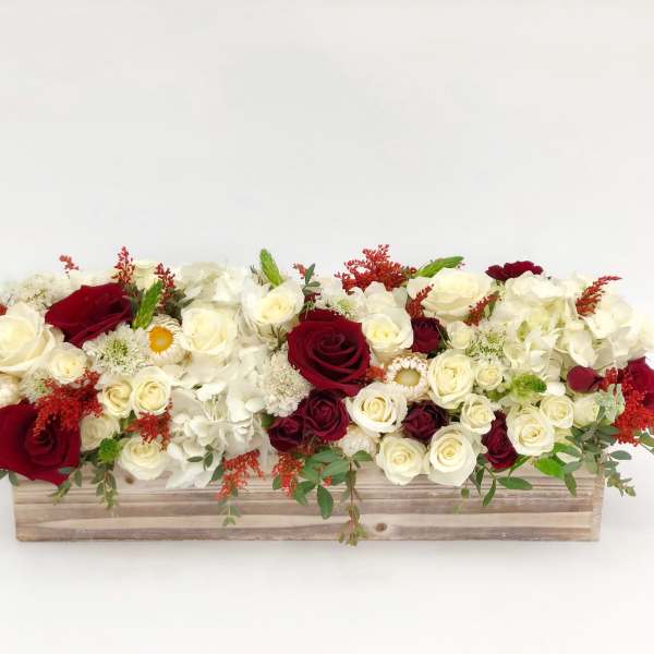 Red and White long wood box