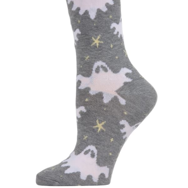 Gray sock with ghost and star pattern