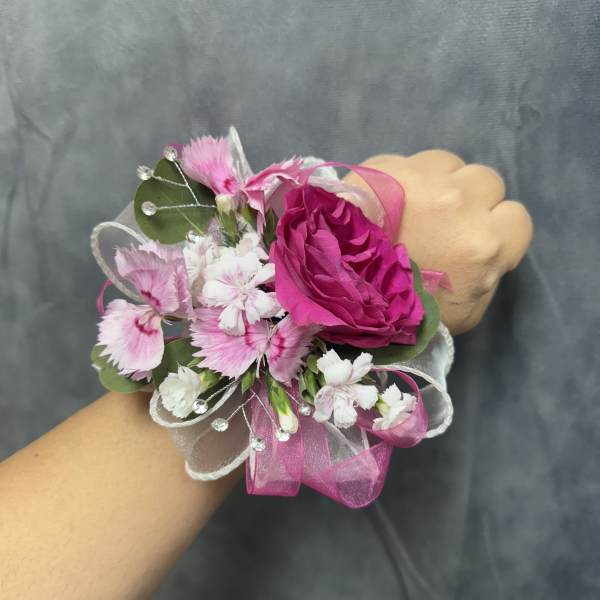 Hot pink spray roses corsage