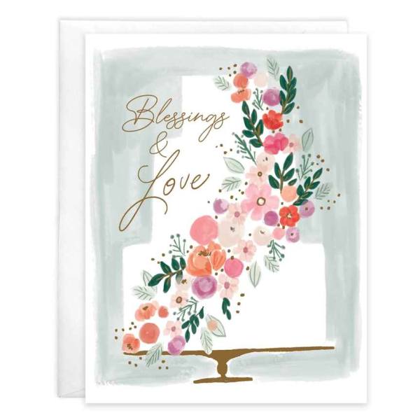 With Scripture Wedding Greeting Card - Tiered Love Cake