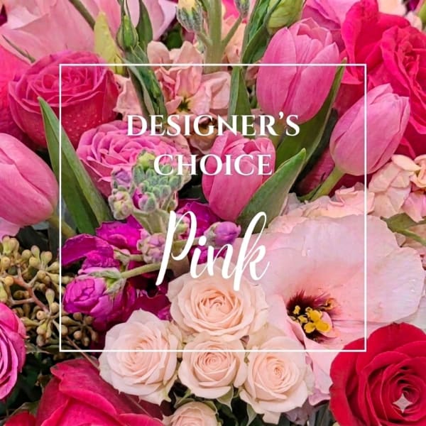 Pink floral arrangement with roses and tulips