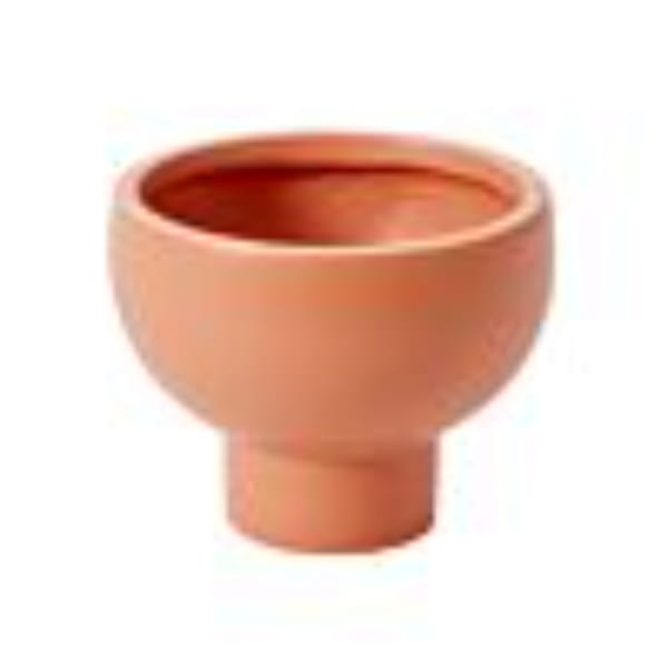 Terracotta pedestal planter pot on a white background