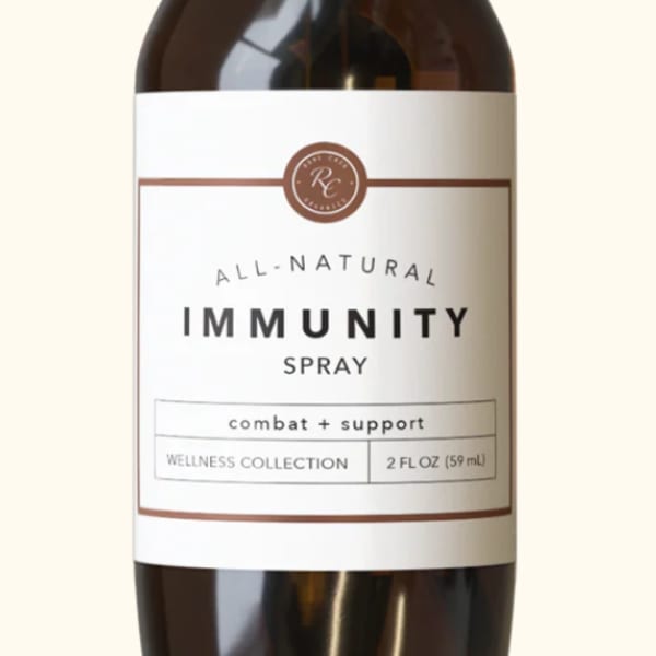 Amber spray bottle labeled immunity spray