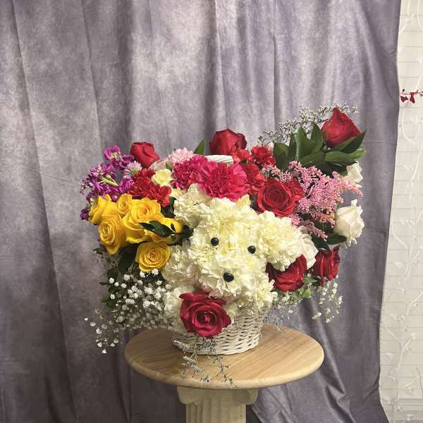 Everyday is a gift puppy love basket
