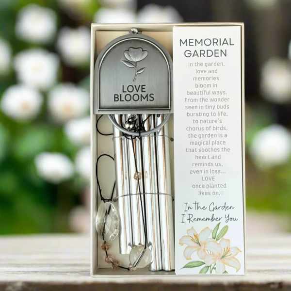Memorial garden wind chime gift set in a box