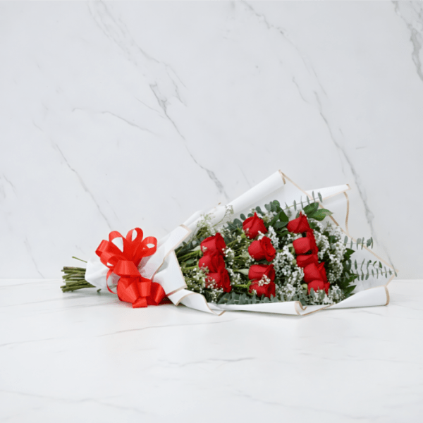 Dozen Red Roses Cascading Bouquet