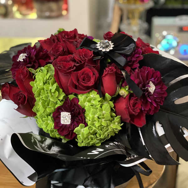 Gothic Red Rose Arrangement