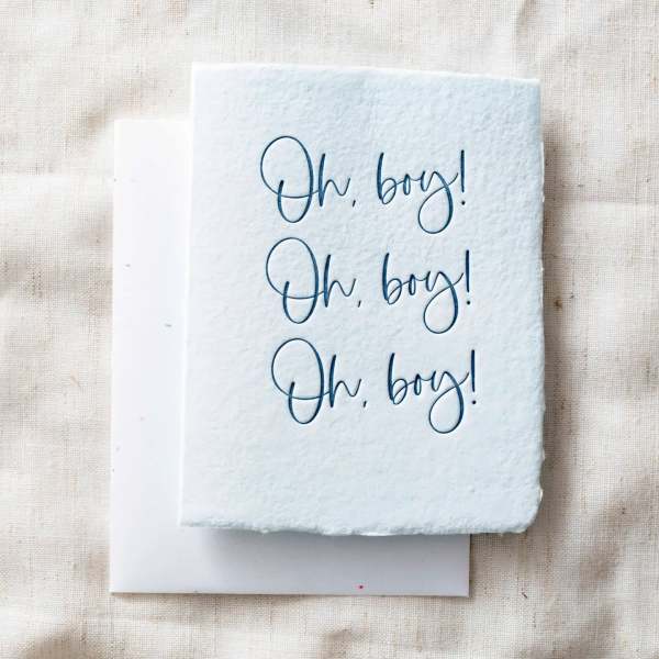 Oh Boy | New Mom, Infant Baby Shower Greeting Card