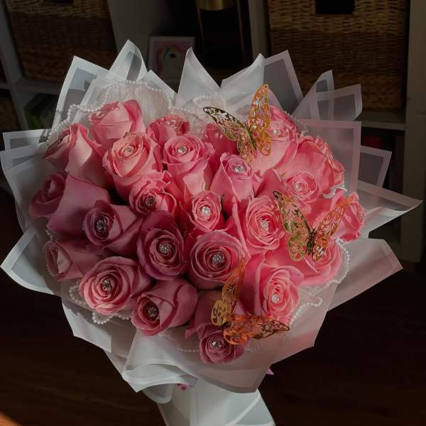 Heart shaped hand tied bouquet