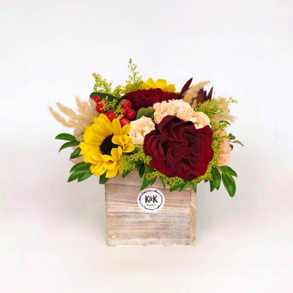 Fall wood box arrangement small